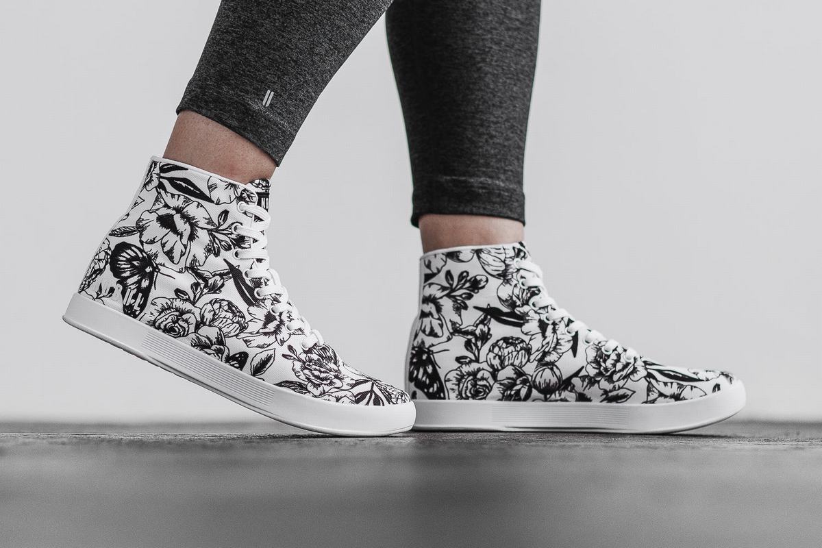 Nobull High-Top Canvas Women's Trainers White Black | Australia (LY0394)